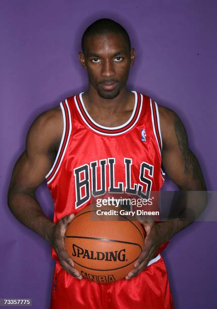 Ben Gordon of the Chicago Bulls poses for a portrait before competing in the Haier Shooting Stars at NBA All-Star Weekend on February 17, 2007 at the...