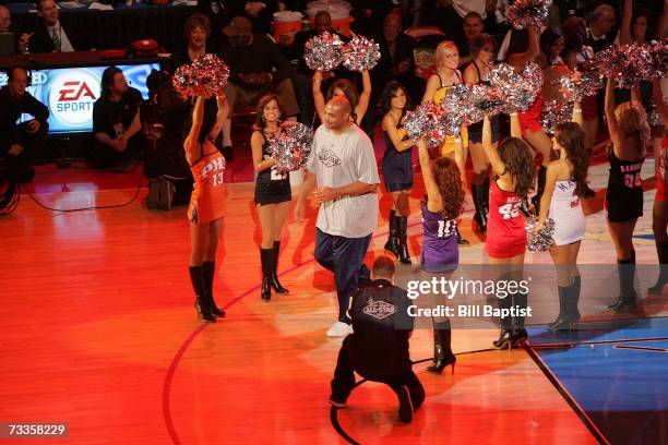 Former NBA player Charles Barkley is introduced before a foot race against NBA referee Dick Bavetta at All-Star Saturday night as part NBA All-Star...