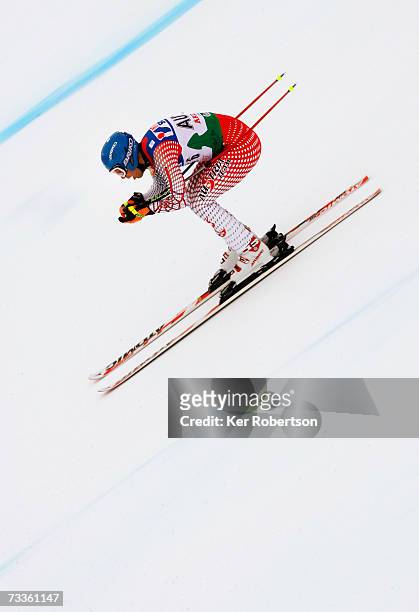 Benjamin Raich of Austria competes during the Nations Team Event on day sixteen of the FIS World Ski Championships on February 18, 2007 in Are,...
