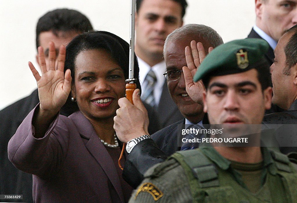 Condoleezza Rice Wave US Secretary of State Condoleezza Rice waves as she is welcomed by ...