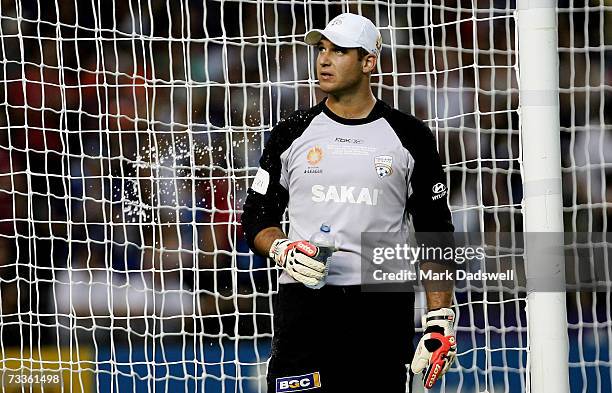 Daniel Beltrame of United watches a goal being replayed on the big screen during the Hyundai A-League Grand Final between the Melbourne Victory and...