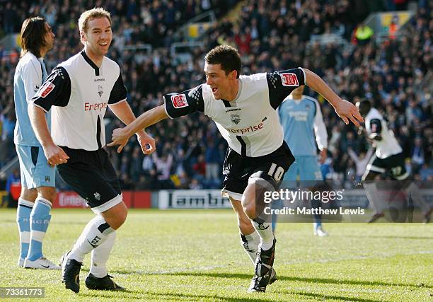 David Nugent of Preston North End celebrates scoring the opening goal during the FA Cup sponsored by E.ON Fifth Round match between Preston North End...