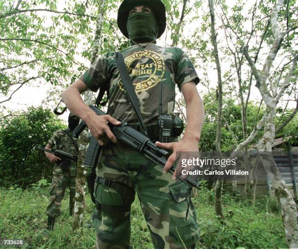 United Colombian Self Defense group Commander Gavilan poses for photos October 21, 2000 in La Dorada, Putumayo, Colombia. The commander said his...