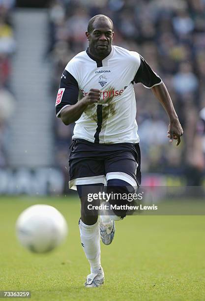 Michael Ricketts of Preston North End chases the ball during the FA Cup sponsored by E.ON Fifth Round match between Preston North End and Manchester...