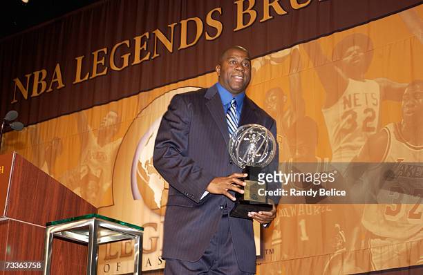 Magic Johnson poses during the NBA Legends Brunch at the Mandalay Bay Hotel & Casino February 18, 2007 in Las Vegas, Nevada. NOTE TO USER: User...