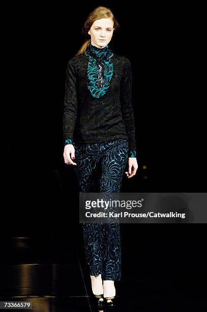 Model walks down the catwalk during the Biba Autumn/Winter 2007 show during London Fashion Week on February 14, 2007 in London, England.