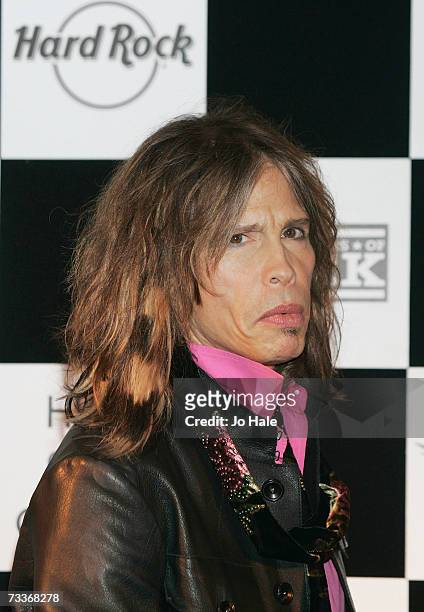 Steven Tyler of Aerosmith Brad Whitford of Aerosmith attends a photocall to promote 'Hyde Park Calling' at The Hard Rock Cafe on February 19, 2007 in...