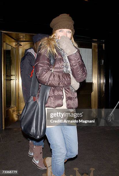 Michelle Pfeiffer and her daughter Claudia Rose leave a midtown hotel on February 18, 2007 in New York City.