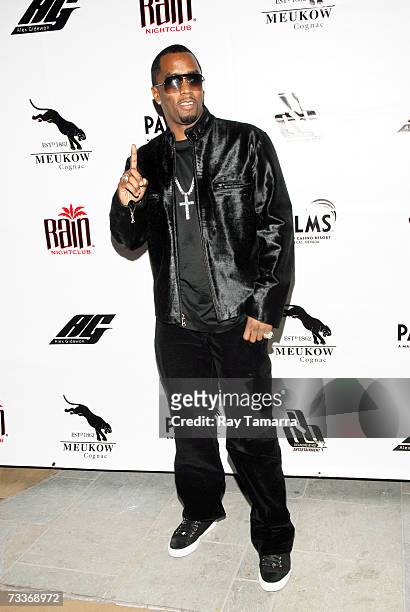 Recording artist Sean "Diddy" Combs attends the 2007 NBA All-Star Game "Diddy" After Party at the Rain Nightclub in the Palms Hotel and Casino on...