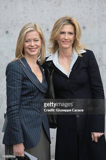Lady Helen Taylor and Mafalda Von Hessen arrive at the Giorgio Armani fashion show that is part of Milan ready-to-wear womenswear collections...