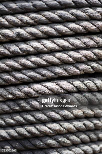 coils of sail rope around a mast. - port phillip bay stock pictures, royalty-free photos & images