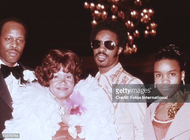 American singer-songwriter Stevie Wonder with his father, his mother Lula Mae Hardaway and his sister at the Grammy Awards in Hollywood, 2nd March...