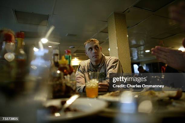 Daily life aboard the aircraft carrier USS Constellation January 10, 2003 in the Persian Gulf. War planes from the carrier carried out daily missions...