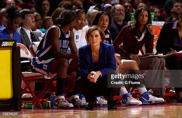 Head coach Gail Goestenkors of the Duke Blue Devils during the game against the Maryland Terrapins February 18, 2007 at Comcast Center in College...
