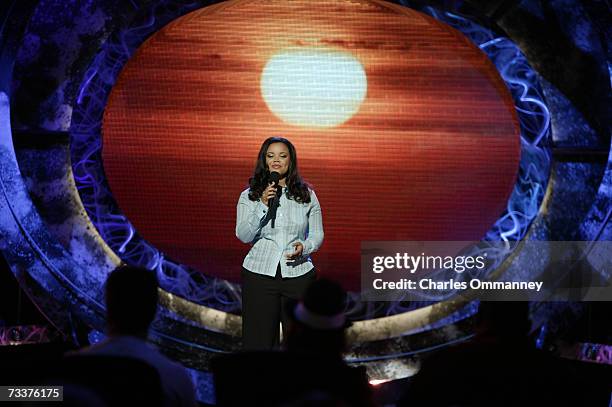 Finalists Clay Aiken, Ruben Studdard and Kimberley Locke practice before the show's grand finale on May 21, 2003 at the Universal Amphitheatre in...