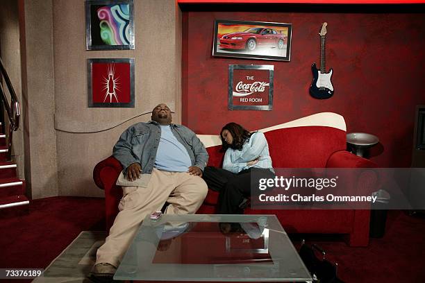 Finalists Clay Aiken, Ruben Studdard and Kimberley Locke practice before the show's grand finale on May 21, 2003 at the Universal Amphitheatre in...