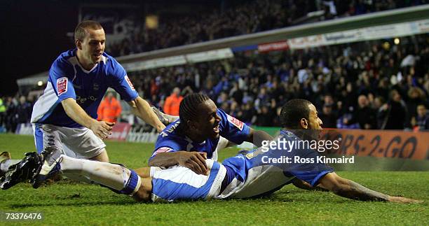 Campbell of Birmingham celebrates after scoring during the Coca-cola Championship match between Birmingham City and Sunderland at St Andrews on...