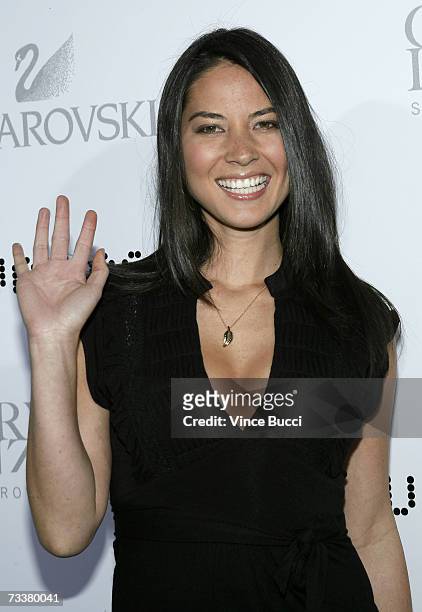 Actress Olivia Munn arrives at the "Swarovski Runway Rocks" catwalk jewelry show held at ACE Gallery on February 20, 2007 in Beverly Hills,...