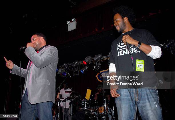 Singers Eric Roberson and Dwele perform at B.B. King Blues Club & Grill in Times Square on February 20, 2007 in New York City.