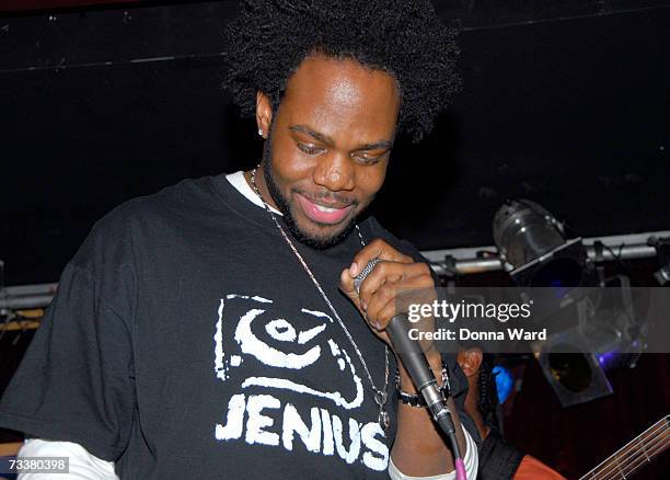 Singer Dwele performs at B.B. King Blues Club & Grill in Times Square on February 20, 2007 in New York City.