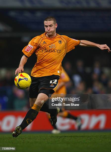 Rob Edwards of Wolves in action during the Coca-Cola Championship Match between Ipswich Town and Wolverhampton Wanderers at Portman Road on February...