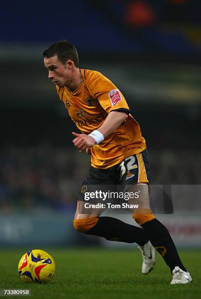 Rob Edwards of Wolves in action during the Coca-Cola Championship Match between Ipswich Town and Wolverhampton Wanderers at Portman Road on February...