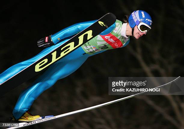 Arttu Lappi of Finland jumps in the air during an official training session for the ski-jumping large hill individual at the World Nordic Ski...