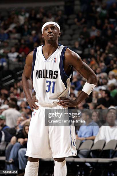 Jason Terry of the Dallas Mavericks is on the court during the game against the Memphis Grizzlies on February 7, 2007 at the American Airlines Center...