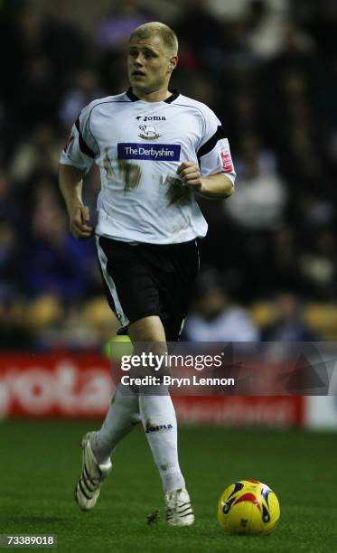 Jay McEveley of Derby County in action during the Coca Cola Championship game between Derby County and Stoke City at Pride Park on February 21, 2007...