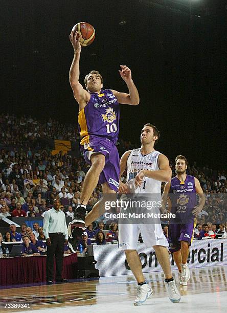 Jason Smith of the Kings goes up for a shot during game two of the NBL semi final series between the Sydney Kings and the Brisbane Bullets at the...