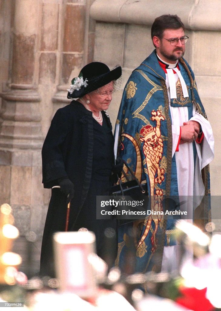 Queen Mother At Diana's Funeral