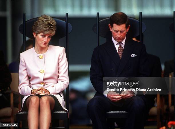 The Prince and Princess of Wales attend a welcome ceremony in Toronto at the beginning of their Canadian tour, October 1991.