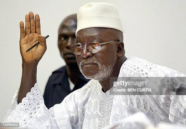 Freetown, SIERRA LEONE: -- A file photo taken 03 June 2004 shows Sam Hinga Norman, accused of war crimes during the 1991 to 2002 conflict in Sierra...