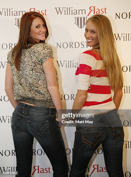 William Rast jeans are worn by models during a promotion for the brand by founder Trace Ayala at the Nordstrom International Plaza store Thursday,...