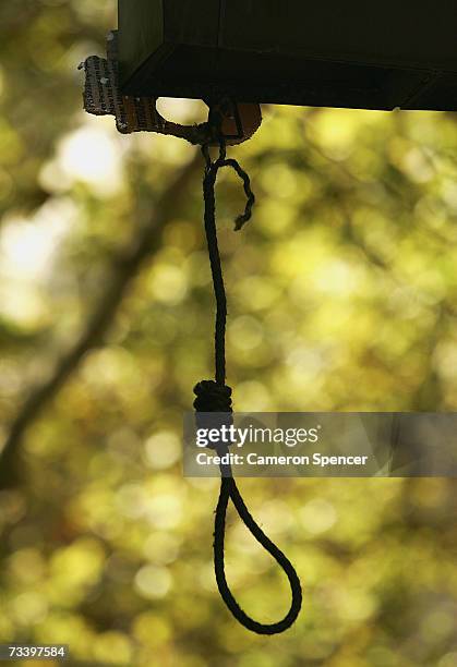 Noose is pictured after it was hung oustide Sydney Central Police station during a demonstration that began in the Rocks February 23, 2007 in Sydney,...