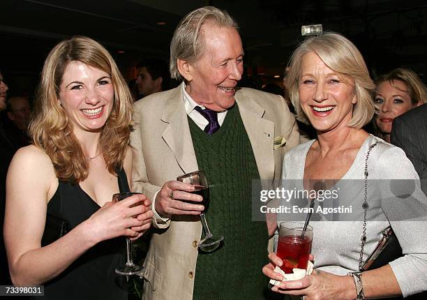 Jodie Whittaker, Peter O'Toole and Helen Mirren attend the Miramax Films pre-Oscar party for the films "The Queen" and "Venus" co-hosted Jo Malone...