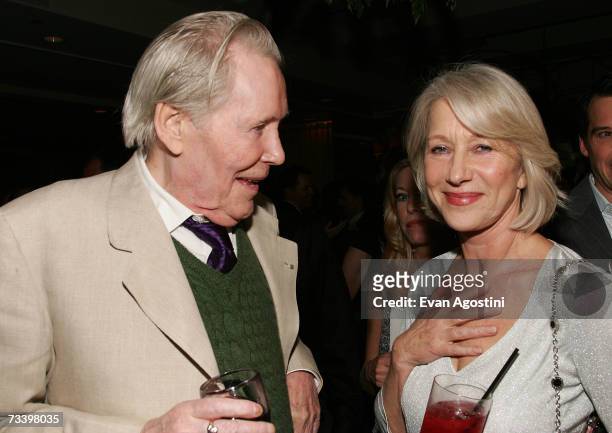 Jodie Whittaker, Peter O'Toole and Helen Mirren attend the Miramax Films pre-Oscar party for the films "The Queen" and "Venus" co-hosted Jo Malone...