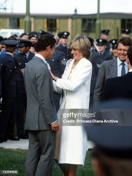 The Prince and Princess of Wales arrive back at RAF Lossiemouth in Scotland after their honeymoon, September 1981.