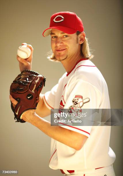 Bronson Arroyo of the Cincinnati Reds poses during Photo Day on February 23, 2007 at Ed Smith Stadium, in Sarasota Florida.