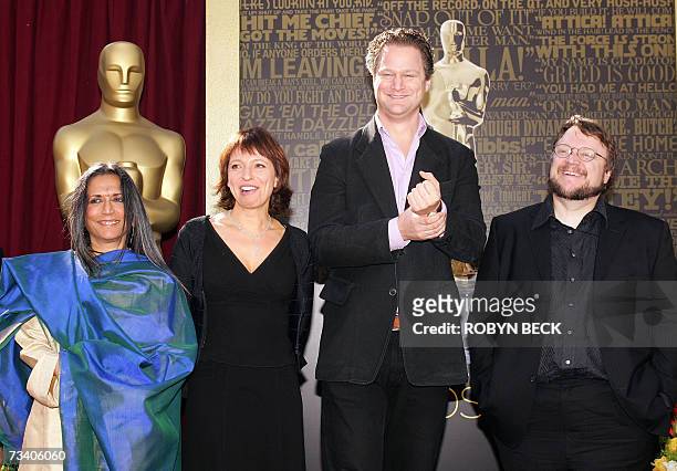 Hollywood, UNITED STATES: Four of the five Academy Award nominated directors in the Foreign Language Film Award Category outside the Kodak Theatre in...