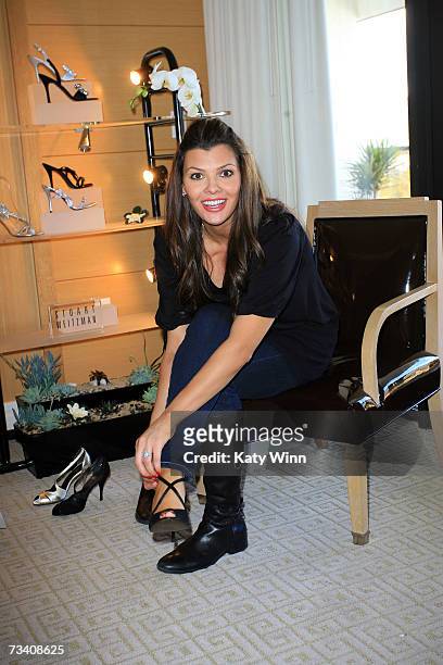 Ally Landry attends The Stuart Weitzman luxury suite showcasing an exclusive Oscar shoe collection; skin care products by Mario Badescu, manicures...