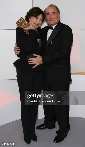 Marlene Jobert poses with Claude Brasseur during a photo call at the 32nd Cesars film awards ceremony on February 24, 2007 in Paris, France.