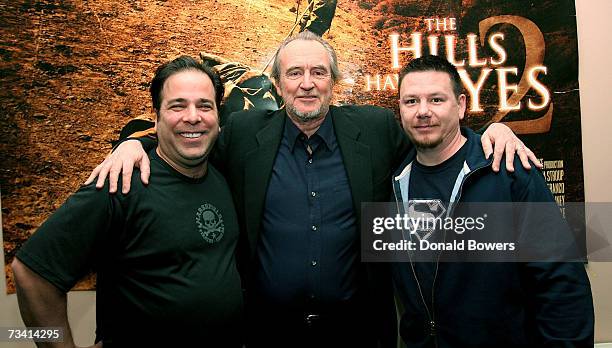 Writer Jimmy Palmiotti, director Wes Craven and writer Justin Gray pose at New York Comic Con to promote their new movie, "The Hills Have Eyes 2"...