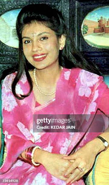 This undated photograph from 1993, shows Devyani Rana posing in Gwalior, central India. Rana, once the girlfriend of Nepal's crown prince Dipendra...