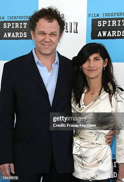 John C. Reilly and wife Alison Dickey arrive at the 22nd Annual Film Independent Spirit Awards held at Santa Monica Beach on February 24, 2007 in...