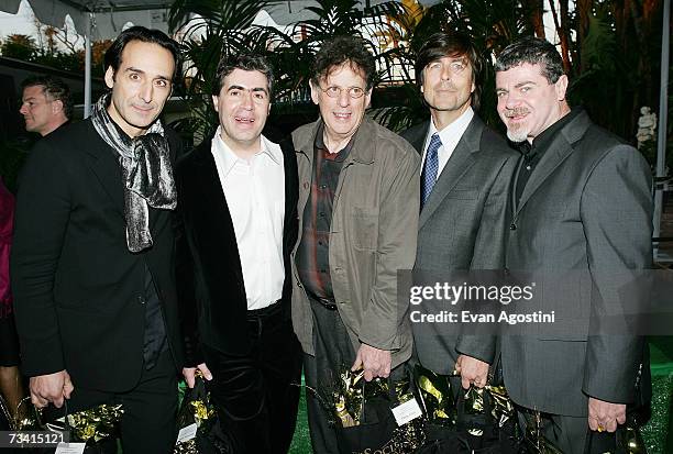 Oscar nominated music composers Alexandre Desplat, Javier Navarrete, Philip Glass, Thomas Newman and Gustavo Santaolalla attend the Society of...