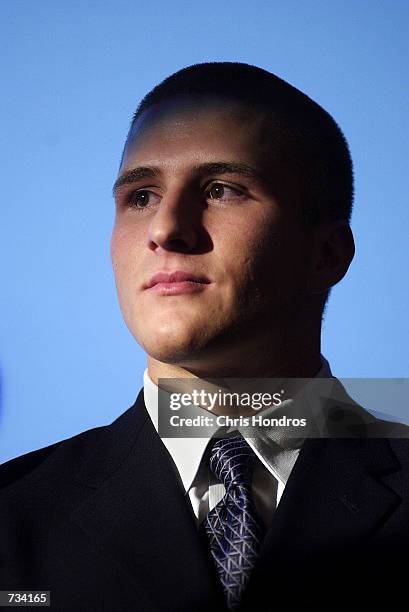 Napster founder Shawn Fanning appears at a press conference October 31, 2000 in New York. Bertelsmann eCommerce Group announced it is teaming with...