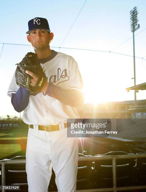 Pitcher Luke Hochevar of the Kansas City Royals poses for a portrait during Spring Training Photo Day on February 25, 2007 at Surprise Stadium in...