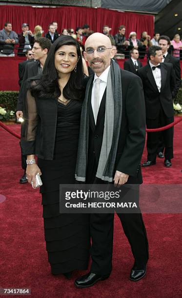 Hollywood, UNITED STATES: Actor Jackie Earle Haley, nominee for Best Supporting Actor for his work in "Little Children," and wife Deborra Lee...
