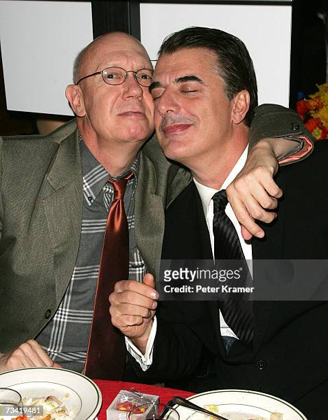 Actors Dann Florek and Chris Noth attend the Entertainment Weekly Academy Awards viewing party at Elaine's on February 25, 2007 in New York City.